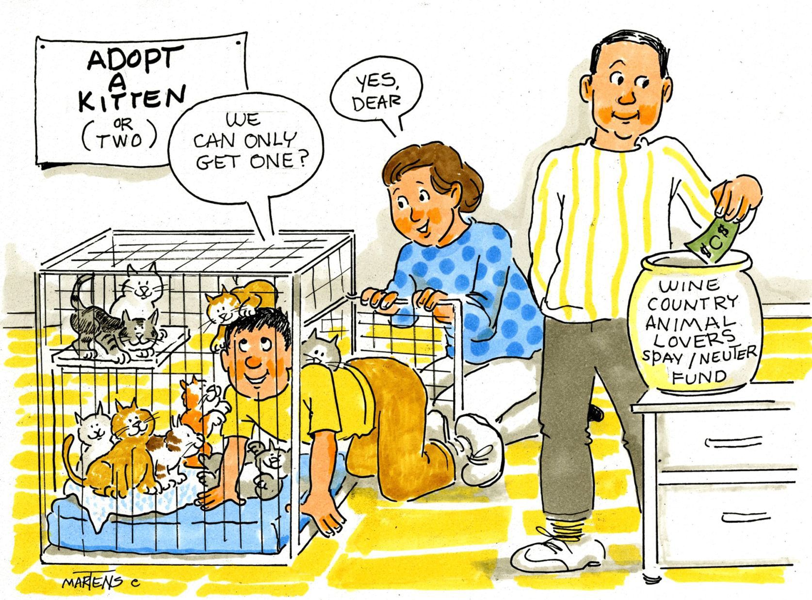 Cartoon comment by Joan Martens